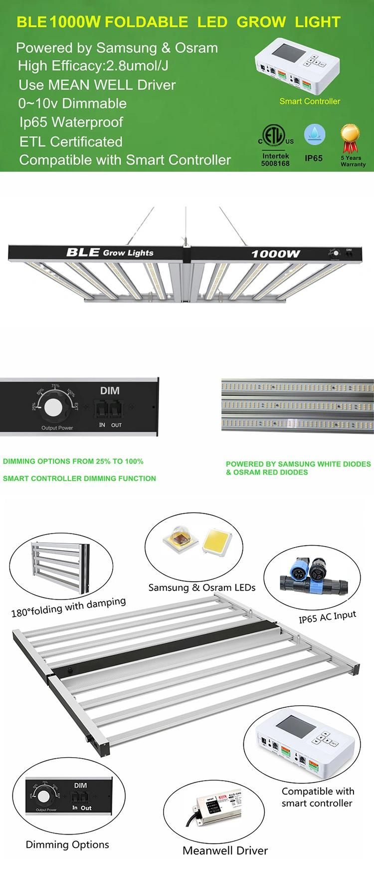 Super Bright Indoor Garden Greenhouse Plant 1000W 1200W Full Spectrum LED Grow Light