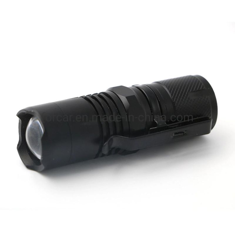 Portable Zoomable Torch Light for Emergency LED Torch Lamp Outdoor Camping Hiking with 16340 Battery 4 Flash Mode Portable Mini LED Flashlight