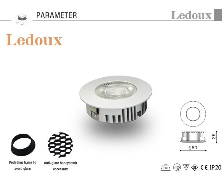 High Quality 6W 220V Recessed LED Spotlight Down-Lighting Cabinet COB LED Light
