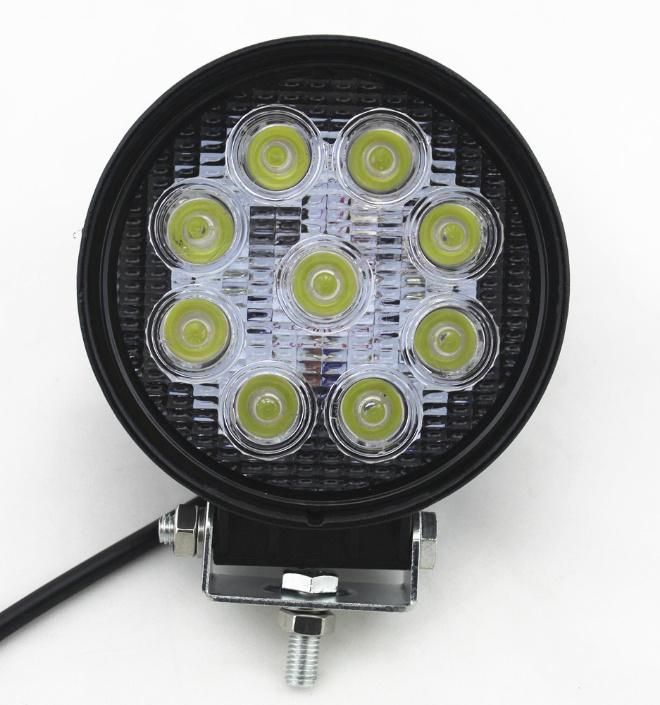 High Performance Powerful Round or Square Headlights with Base for Excavator Lights, Forklifts, Auxiliary Lights High Power 9 LED Working Light
