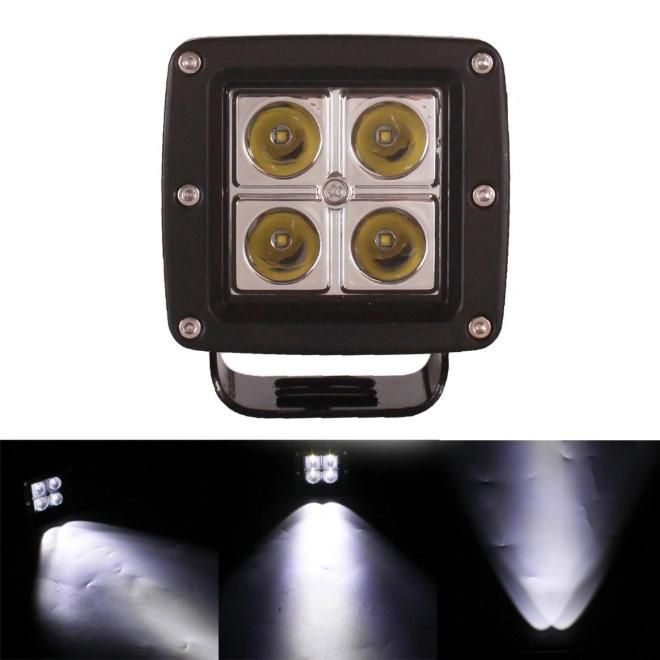 Car LED Spotlight 12W 3 Inch Square a-Pillar Spotlight off-Road Modified Front Bumper Auxiliary Light in The Net Roof Light Anti-Fog Light Super Bright