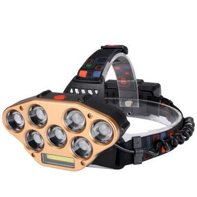 Wholesale High Power Camping Emergency Head Torch COB Headlight 7PCS LED Waterproof 18650 Rechargeable LED Headlamp with 5 Flashing Mode