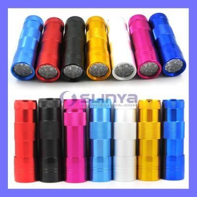 395nm 400nm 12 LED Nail UV Torch Aluminum Flashlight Black Light Money Checker Lamp