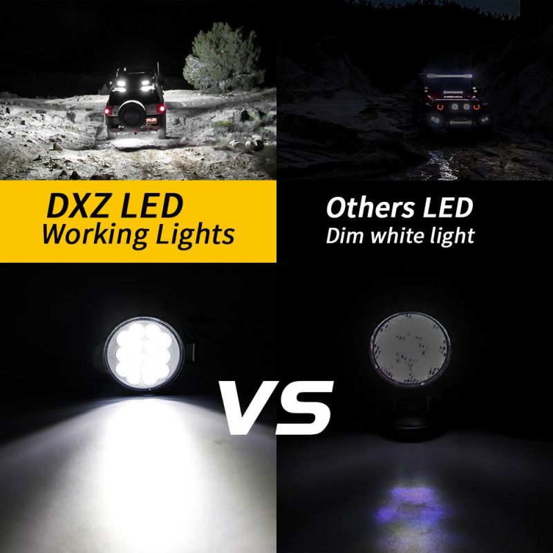 Dxz New Model 14LED 42W Round Car LED Fog Lights for Trucks Cars LED Work Light Bar for off Road Car/Motorcycle SUV Boat / ATV