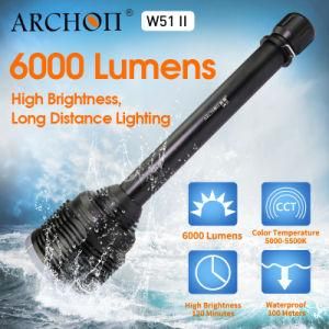 Archon W51II 6000 Lumen Waterproof 100 Meter 6 X CREE Xm-L T6 LED Diving Flashlight Torch Lamp