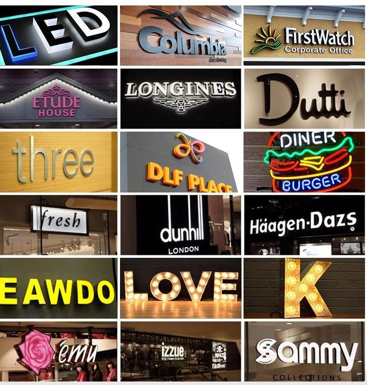 Outdoor 3D Acrylic Light Box Retail Shop Name Letter Sign Board Signage