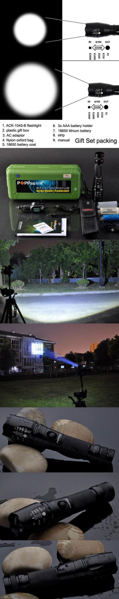 Aluminium CREE Xm-L T6 LED Zoomable LED Flash Torch