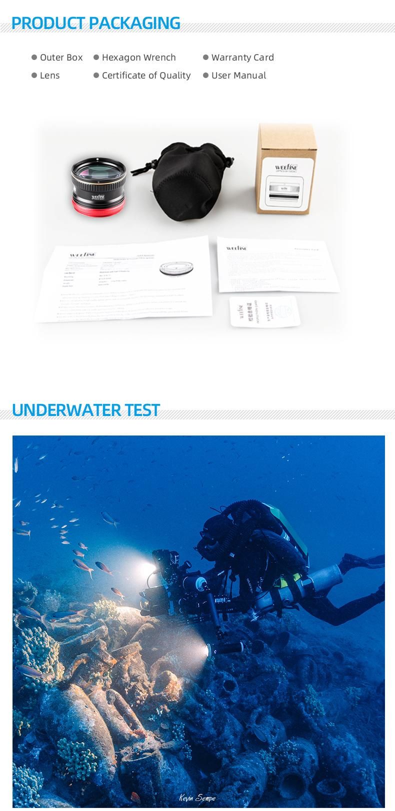 Water Depth Rating 60m Waterproof Camera Lens for HD Diving Photography