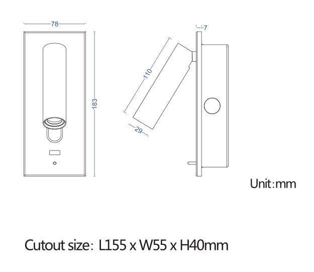 Tp-Bh-035 Headboard Light Hotel Bedside Reading Light