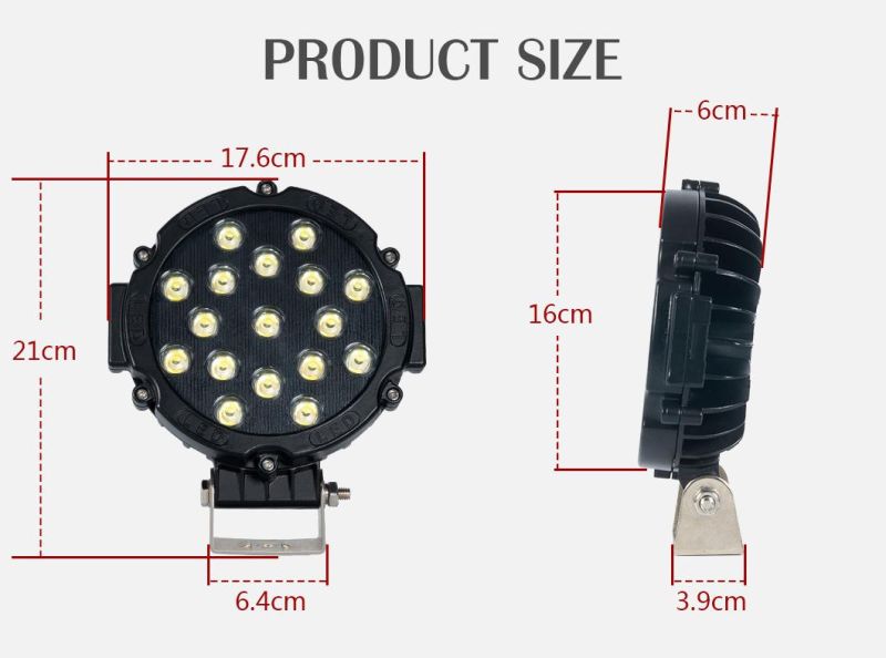 Round CREE LED Work Light, Flood Lamp off Road Driving Lighting for SUV Truck