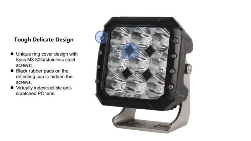 Square 9LED 27W 4.2inch Square CREE LED Work Light for Car Auto Offroad 4X4 SUV ATV
