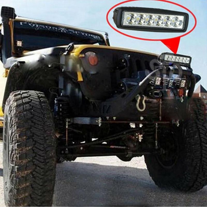 12V 24V Single Row LED Light Bar 18W Work Light Offroad LED Lights for Trucks Tractor Auto Light Spot Flood Metal Bracket