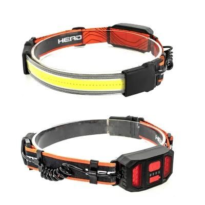 Goldmore2 Waterproof USB Rechargeable COB Headlamp Red Tail Warning Light
