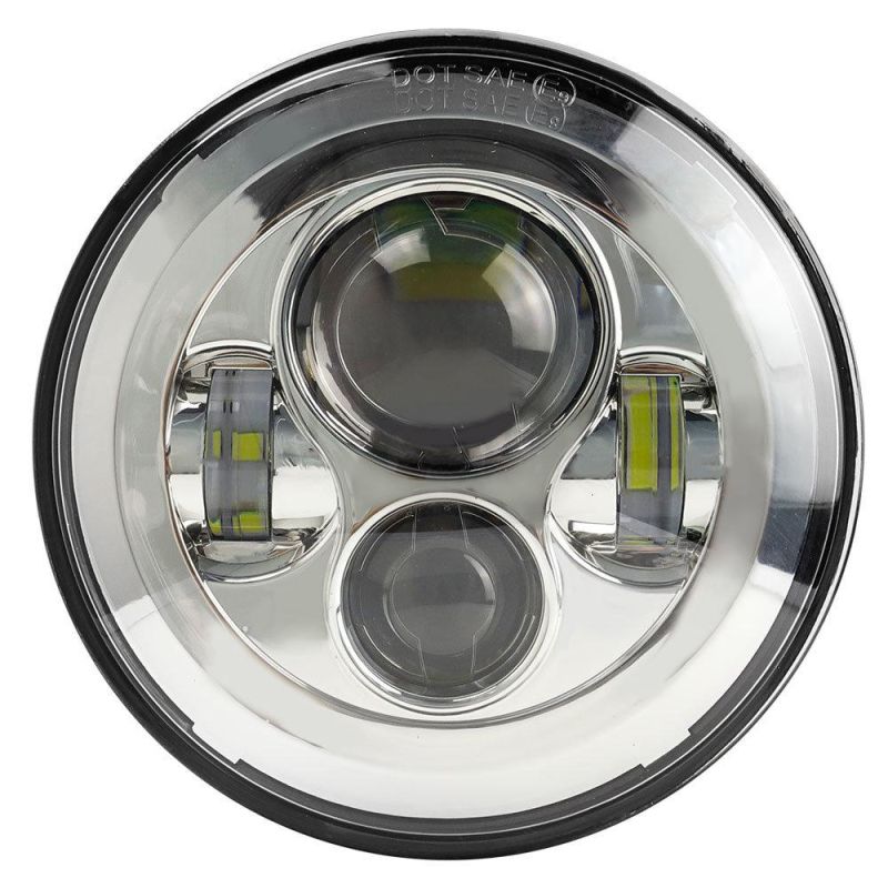 Dxz 7 Inch Headlights Thick Section Sliver Without Aperture LED Headlamp with DRL Hi/Lo Beam for Jeep Wrangler Jk Motorcycle Headlights