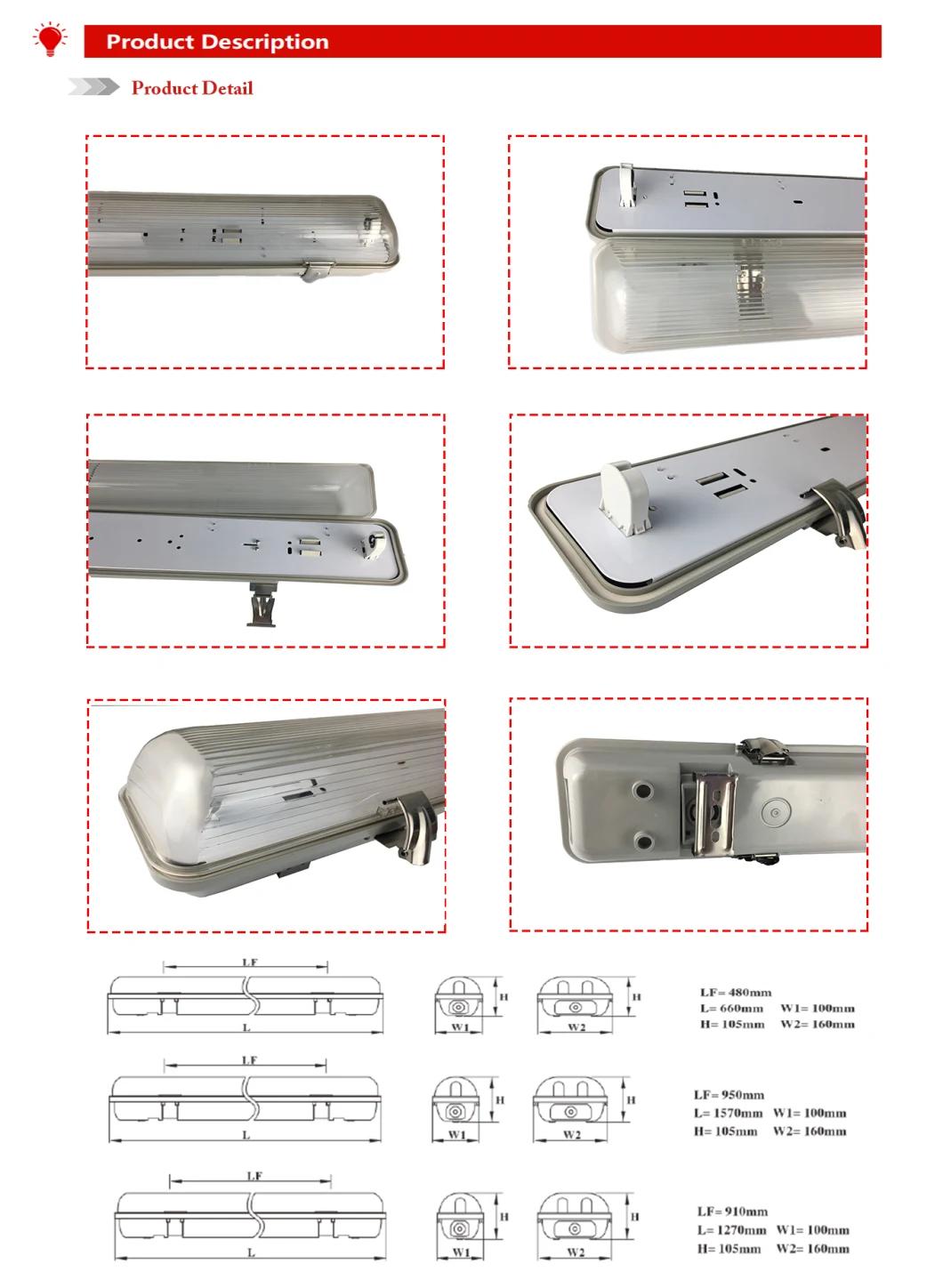 Triproof 2FT/4FT/5FT IP65 Waterproof Lighting Light Fluorescent LED Tube Fitting