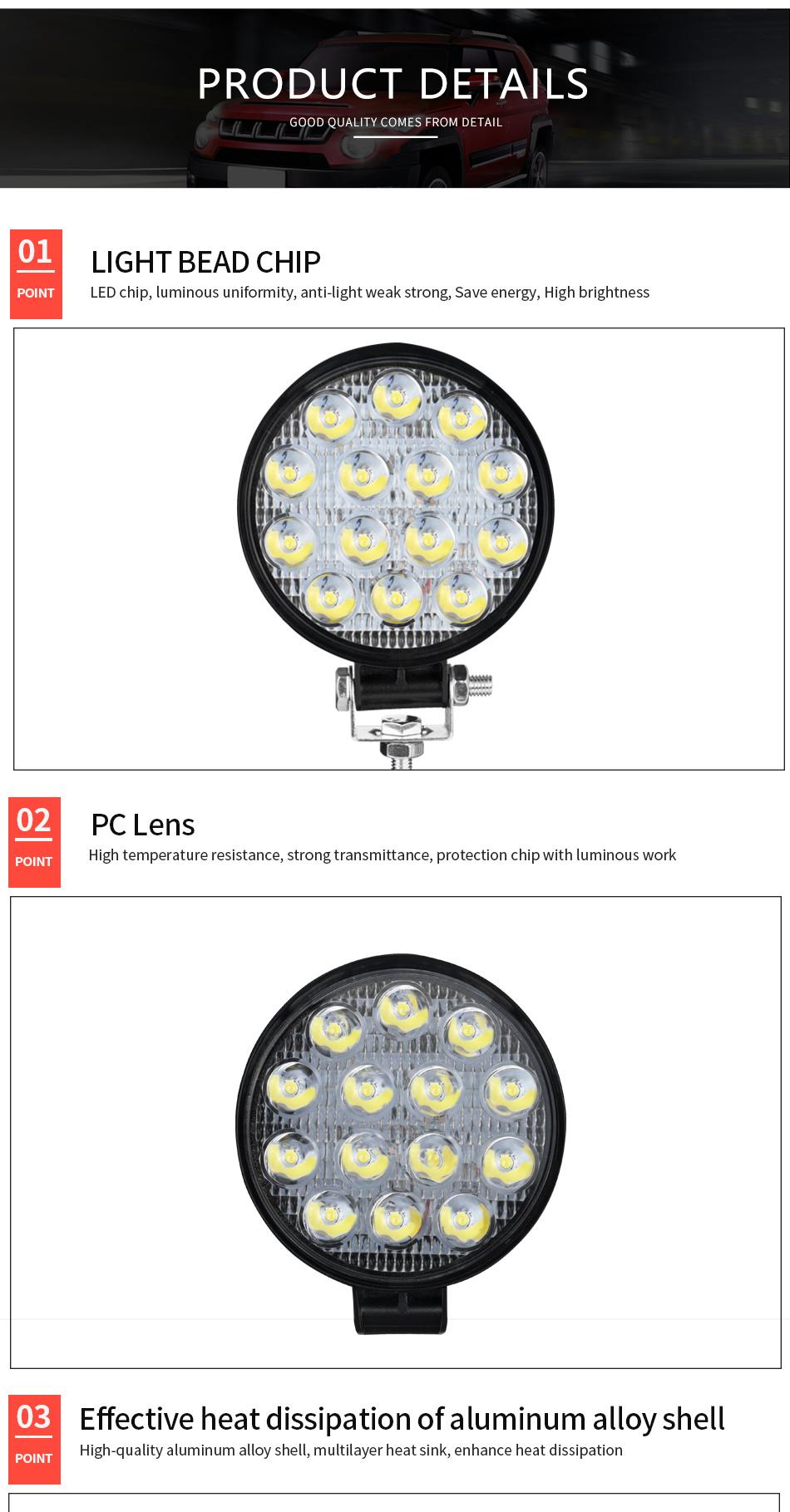 Dxz 4inch 42W LED Work Light Bar White Spot Light for Trucks ATV UTV Offroad