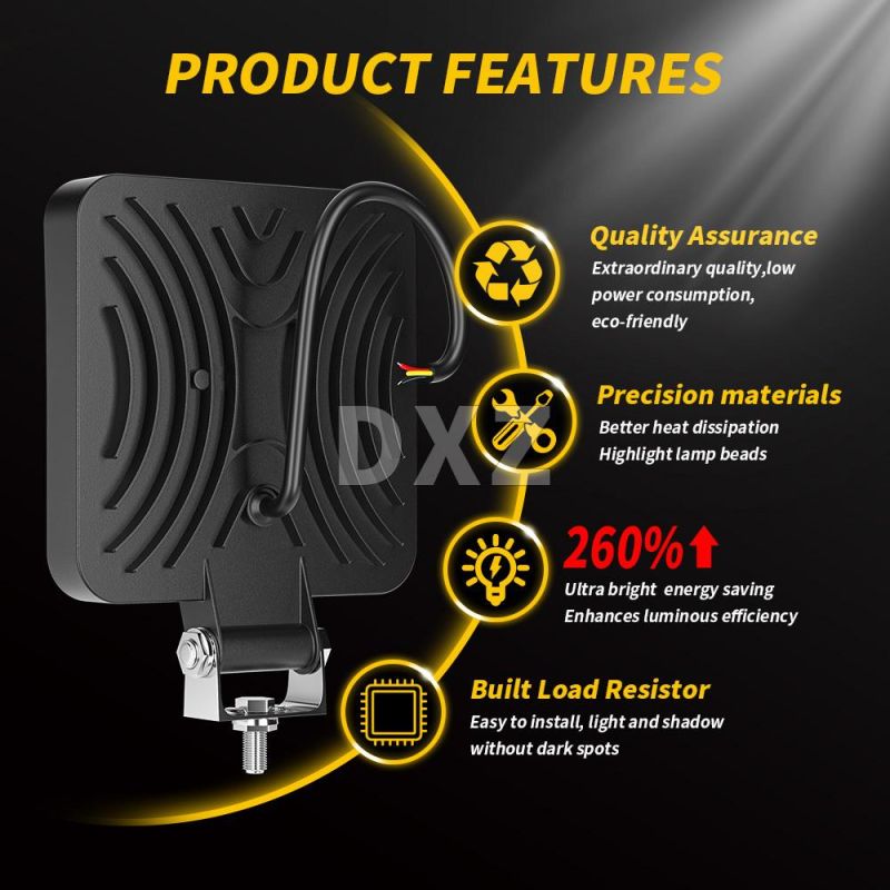 Dxz 4inch 42LED 126W LED Work Light Bar Flood+Spot Combo Offroad LED Fog Light with Angel Eyes Yellow White for Truck
