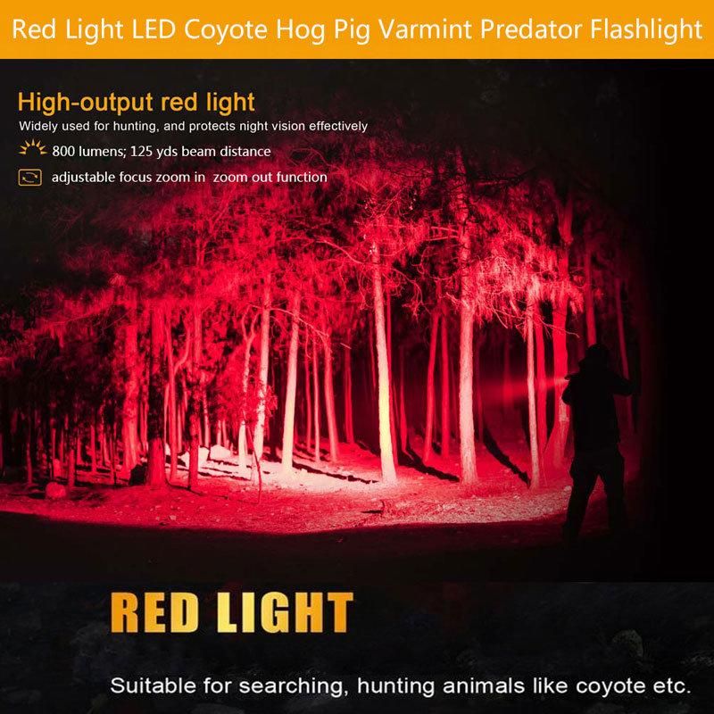 Aluminum Alloy Hunting Tactical Backup Torch LED Red Light Flashlight