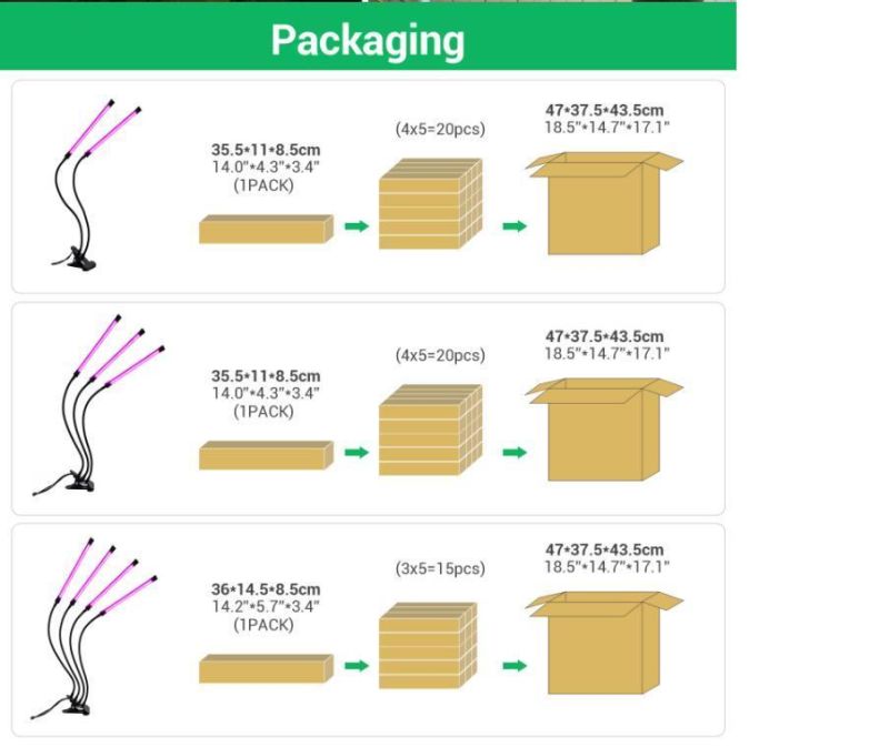 LED Grow Light Full Spectrum Flexible Clip Lamp 12W 18W 24W 2 3 4 Heads IP33 Growing Lamp for Plants Seedling