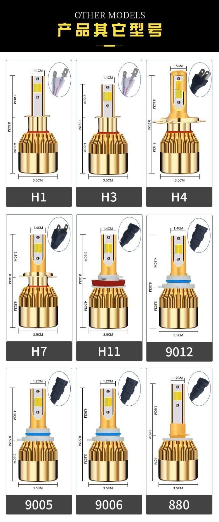 Focos LED H4 LED H7 LED Bulb 3000K 6000K Luz LED H1 H3 H11 Hb3 9006 Hb4 880 LED Dual Color Yellow White Headlight C6