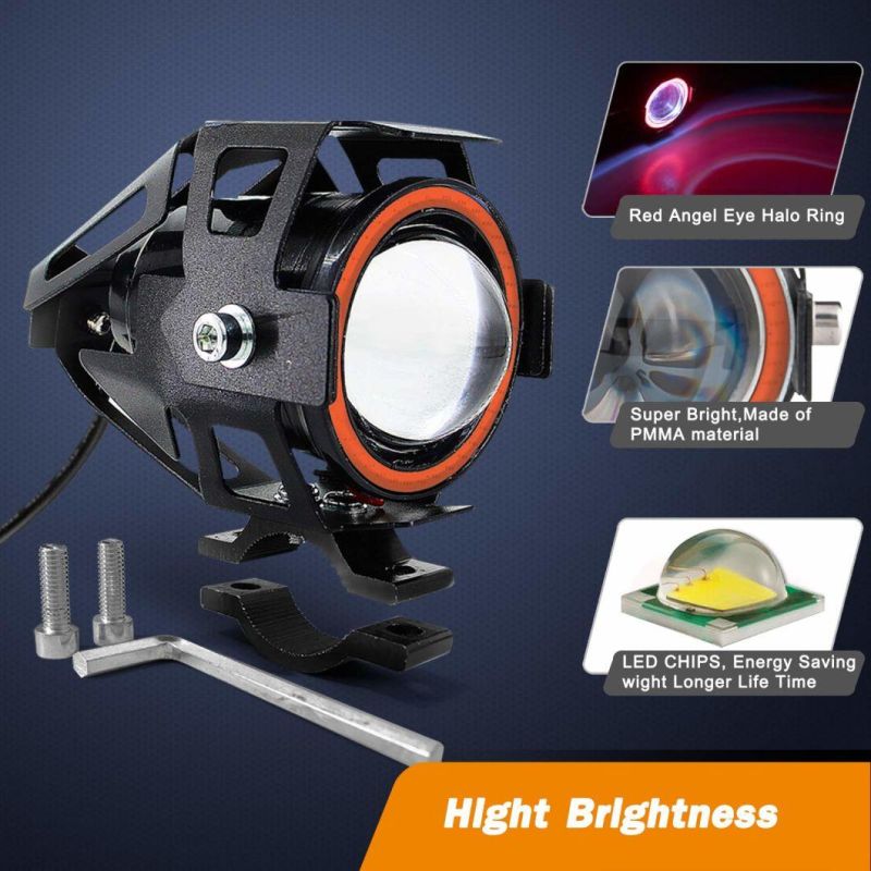 Factory Supply Motorcycle Lights Bulb Fog Headlight LED Driving Light Spotlight Driving Lights White Halo Ring Hi/Low Beam