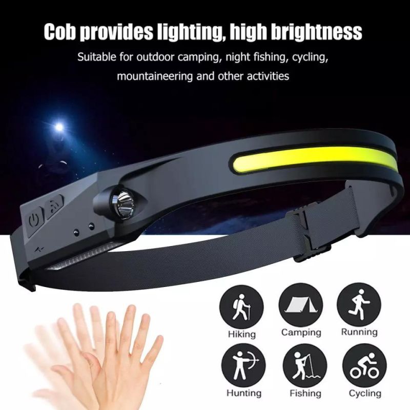 LED Rechargeable Waterproof Light Weight Motion Sensor Full Visual Headlamp for Cycling, Running, Camping, Hiking, Reading, Fishing