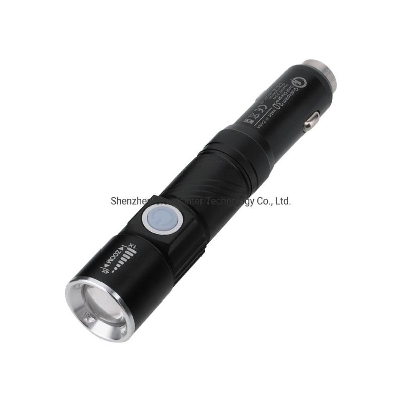 Aluminum T6 Zoom Flashlights Custom High Power Rechargeable LED Flashlight