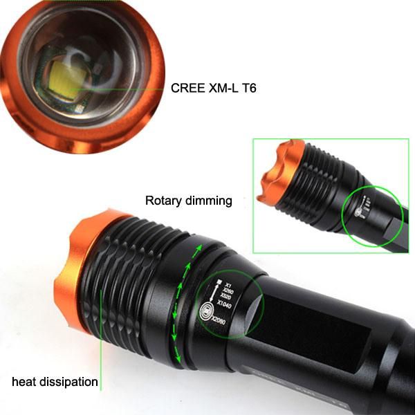 350lumens T6 LED Rechargeable Portable LED Torch Lighting