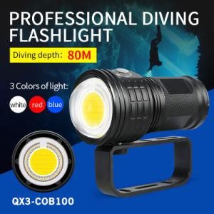COB Underwater LED Dive Torch Light Ultra Bright Diving Flashlight Scuba 500m Waterproof Photography White Blue Red Use 18650