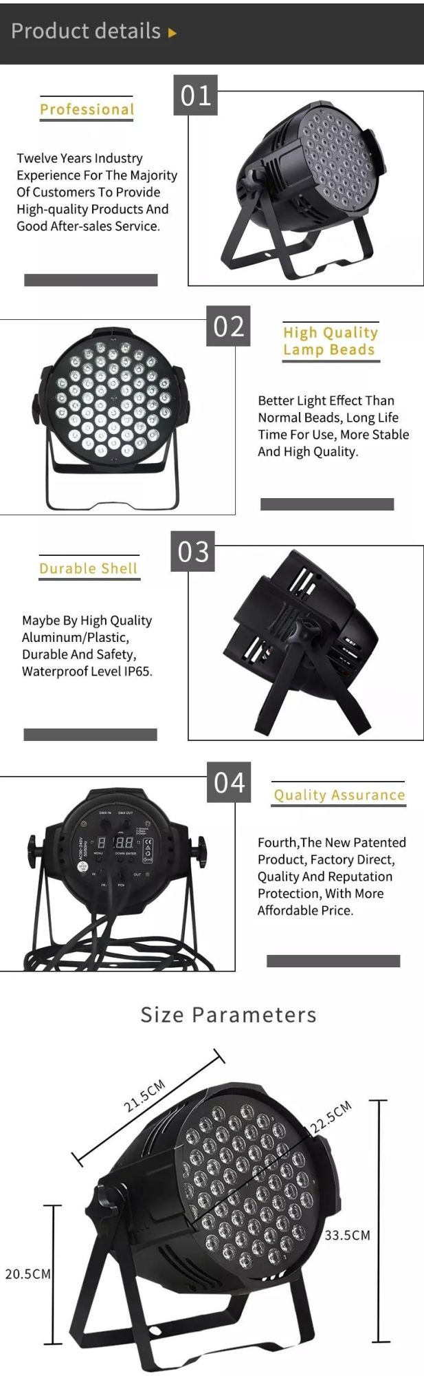 Homei Professional LED PAR Can 54PCS 3W RGB 3in1 PAR Light for Wedding Event Stage Show Catwalk DJ Disco Party Club