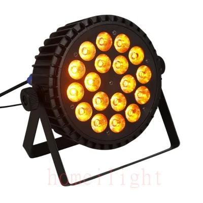 Professional Indoor DMX Stage LED PAR Light Mixed Color Effect Lights 18X18W 6 in 1 Flat PAR Light