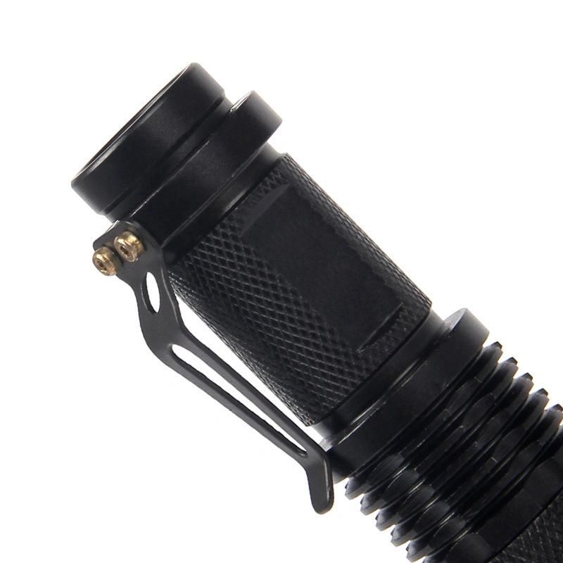 Waterproof Zoomable Torch Light Mini LED Flashlight with Clip