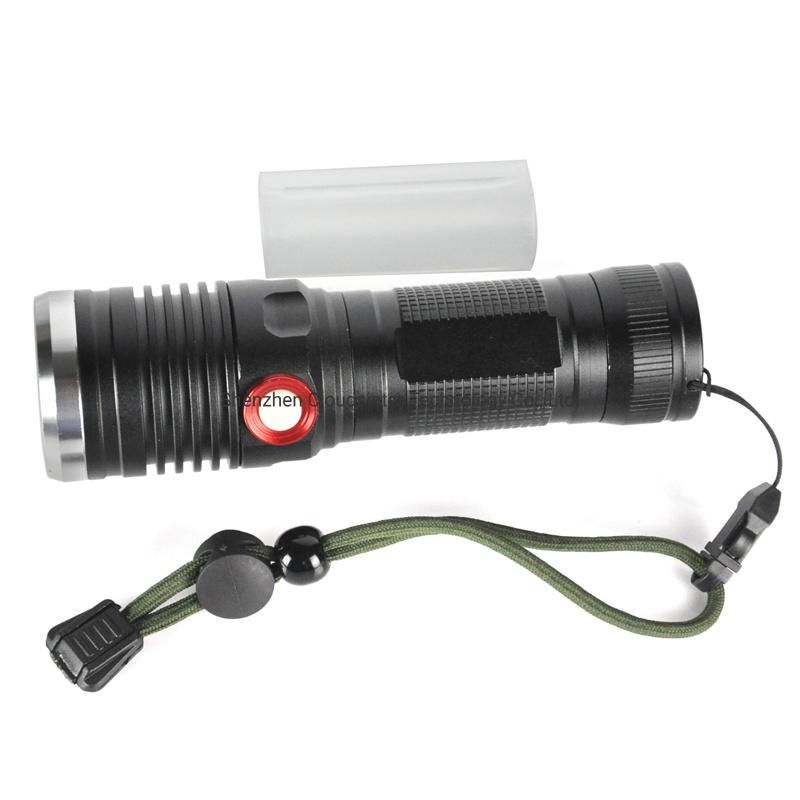 3.7V Xml-T6 High Power Portable 1000 Lumens Aluminum Tactical Zoomable USB Rechargeable LED Flashlight