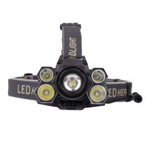 5LED Headlights USB Rechargeable Headlights T6 Glare Rechargeable Zoom High-Power Cross-Border Headlights