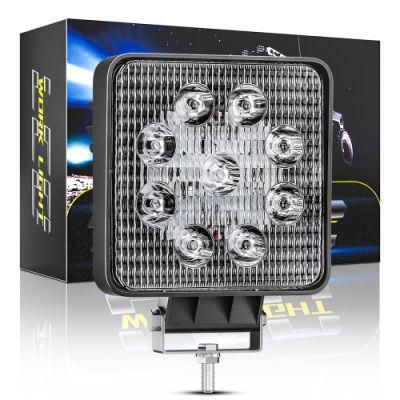 Dxz 4&quot; LED Square Work Light 27W Offroad LED Lamp 9LED Spot LED Work Light 9-80V for Truck SUV UTV Car