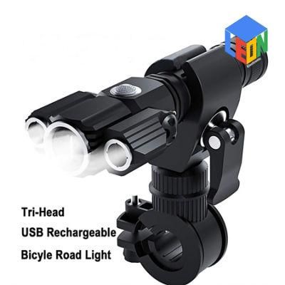 New Design 3 Heads Rechargeable LED Bicycle Driving Light with Zoom in and Zoom out Function