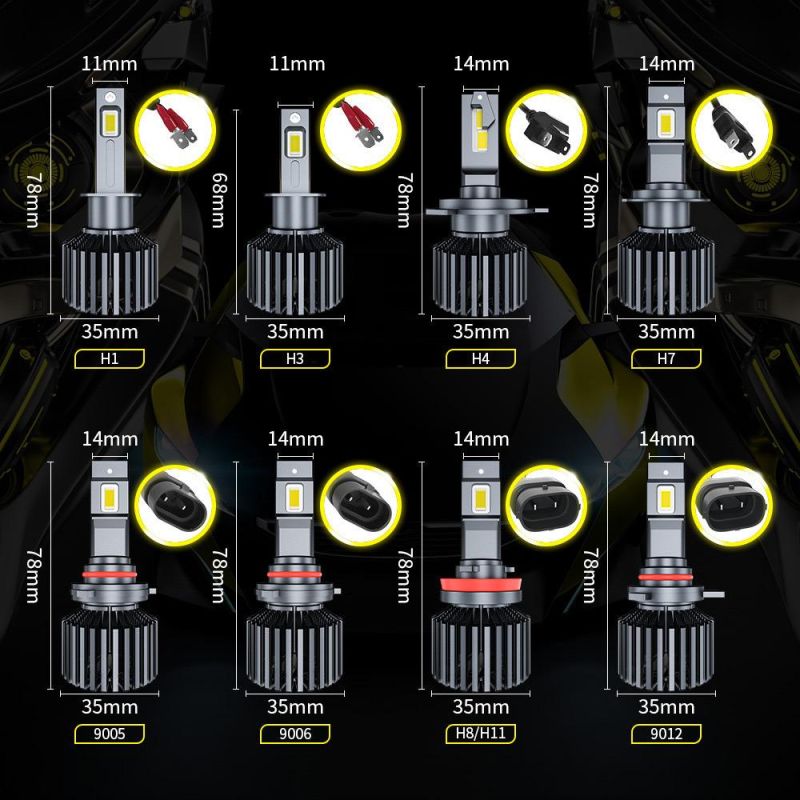 Dxz 9005 9006 Car LED Headlight Lamp 9012 H11 H9 Hir2 110W 22000lm 3570 Chips 6500K Auto Canbus LED Bulb Factory