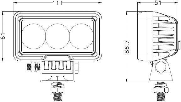 W0330f 4.4 Inch 30W 2500lm LED Work Lamp Spot Flood Beam for Car Truck Auto