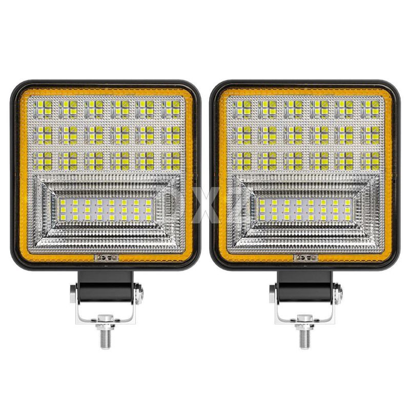 Dxz 4inch 42LED 126W LED Work Light Bar Flood+Spot Combo Offroad LED Fog Light with Angel Eyes Yellow White for Truck