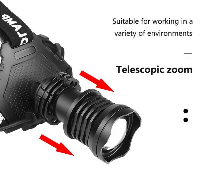 USB Rechargeble Outdoor High Light Telescopic Zoom Xhp70 Headlamp
