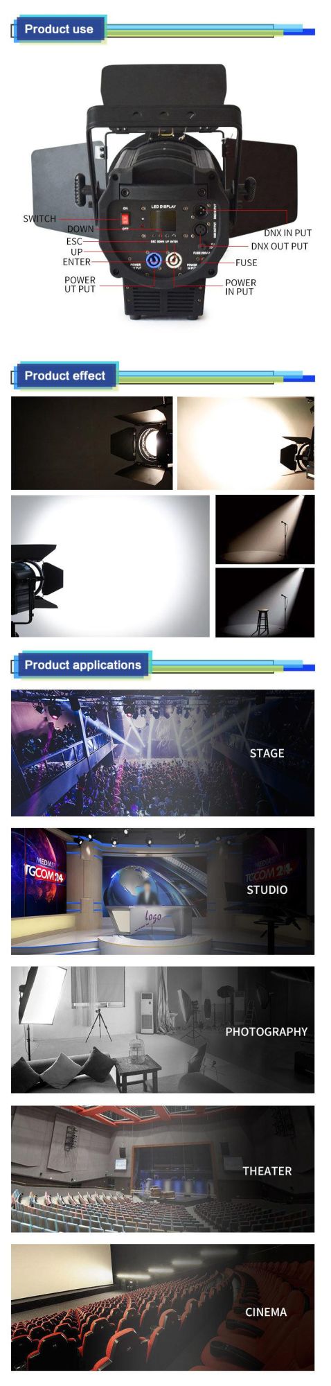 New Fashionable Stage Lighting LED 300W Video Zooming Spotlight