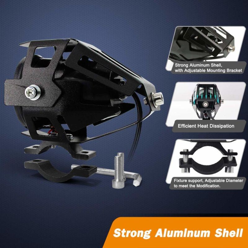 12V-80V LED Motorcycle Mini U7 Spotlights Fog Driving Spot Head Light Colorful Halo Rings Motorbike Light Headlight
