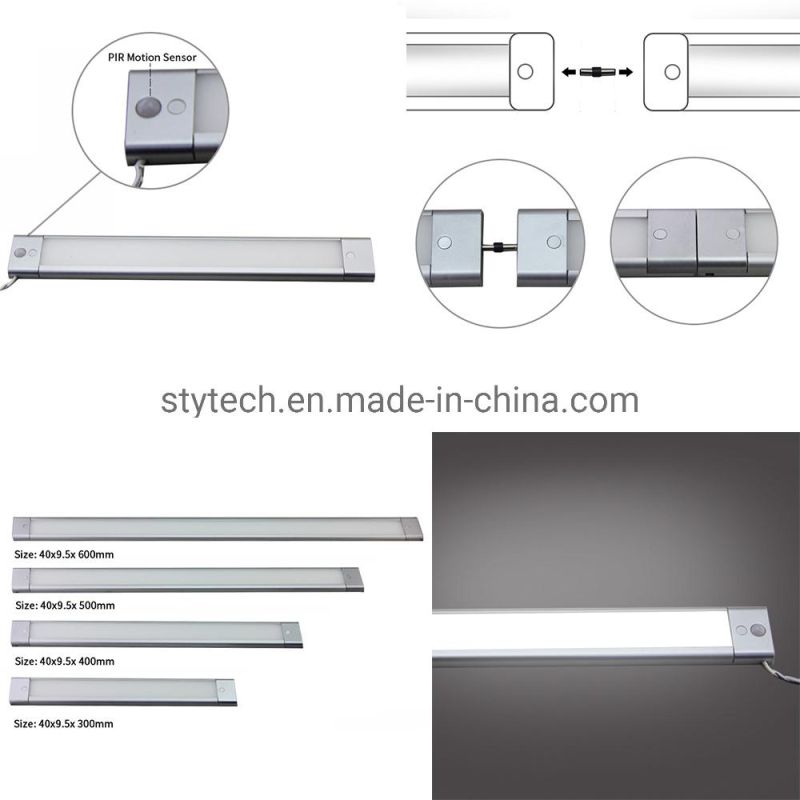 Ultra Thin Only 9.5mm Connectable LED PIR Motion Sensor Lighting for Furniture/Cabinet