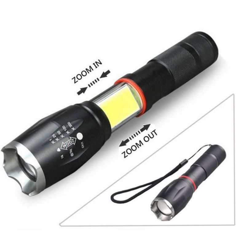 Hot Sale Camping Emergency Torch Lamp Water Resistant Zoomable Rechargeable Torch Light High Quality Portable 800 Lumen COB LED Tactical Flashlight