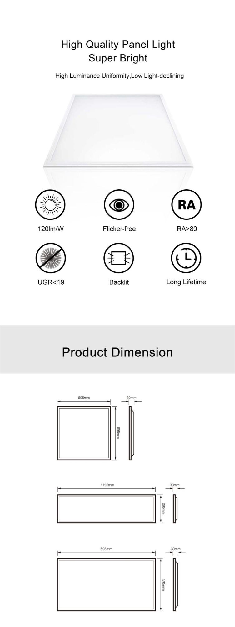 High Quality Panel LED Light 600*600 Ceiling Back-Lit LED Light