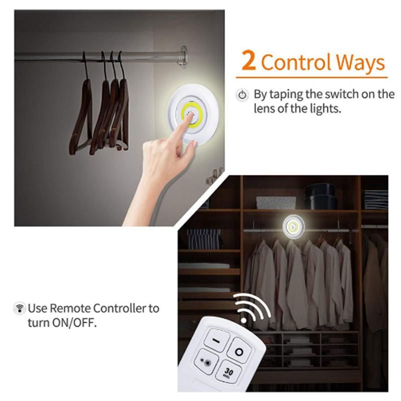 Dimmable LED Under Cabinet Light with Remote Control Battery Operated LED Closets Lights for Wardrobe Bathroom Lighting