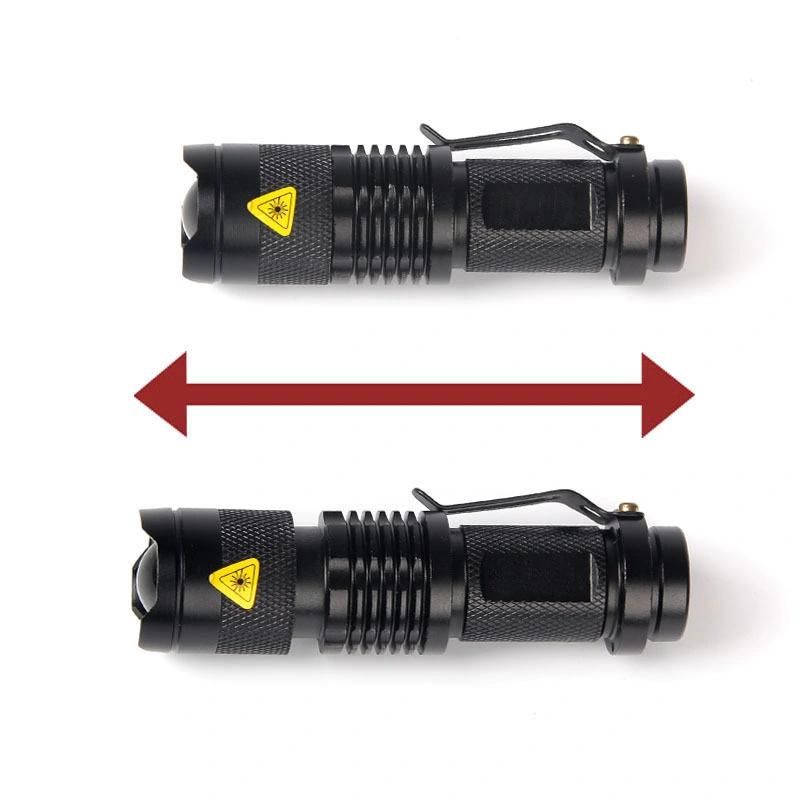 Waterproof Zoomable Torch Light Mini LED Flashlight with Clip