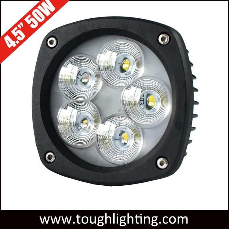 12V E-MARK 4.5 Inch 50W Semi-Round Offroad CREE LED Work Lights for Truck Tractors