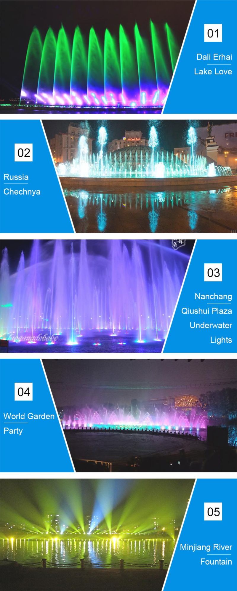 Hot Sale Waterproof 54W DMX 512 RGB Color LED Underwater Fountain Light