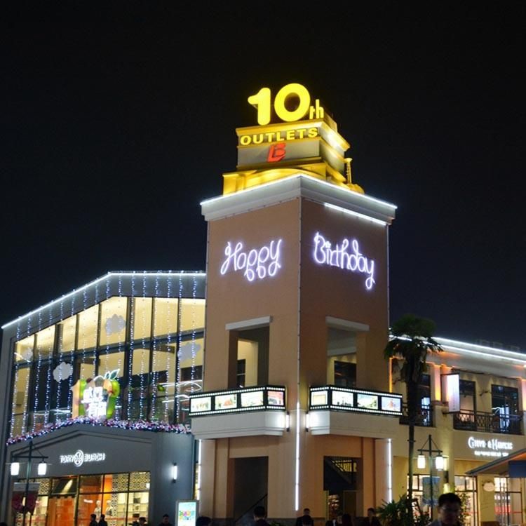 Plaza Advertising Logos Signboard 3D Illuminated Building Roof Big Letter Sign